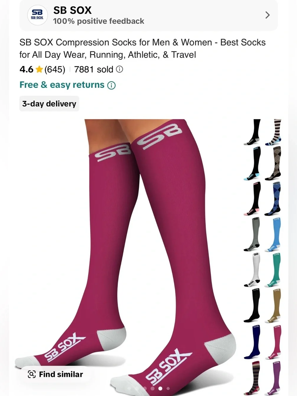Compression Socks medical grade knee High Women’s M Magenta SB Sox